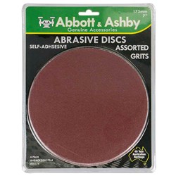 Abbott & Ashby Disc Aluminium Oxide Disc 175mm Self Adhesive - Various Grits 4 Pack