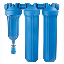 Hydra Blue TRIO 10" BIG Blue Self Cleaning Coarse Sediment Filter & 2 x 20" Filter Housings