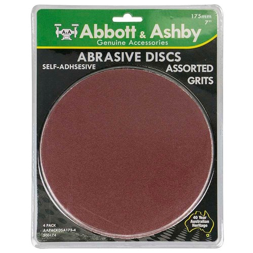 Abbott & Ashby Disc Aluminium Oxide Disc 175mm Self Adhesive - Various Grits 4 Pack