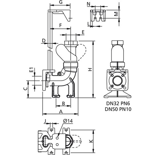 CF50V COUPLING FOOT WITH NRV CF50V