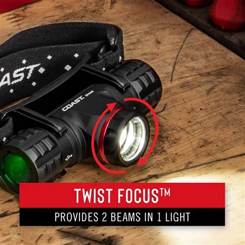 XPH30R - Coast LED Headlamp with Pure Beam Focusing | 185m Turbo Beam | 1200 Lumen | Max 28hr