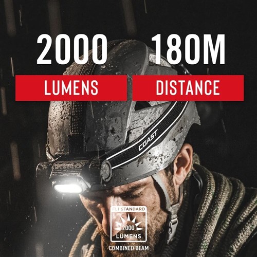WPH34R - Coast Waterproof LED Headlamp Tri-Colour | 180m Beam | 2000 Lumen | Max 36hr