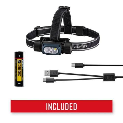 WPH34R - Coast Waterproof LED Headlamp Tri-Colour | 180m Beam | 2000 Lumen | Max 36hr