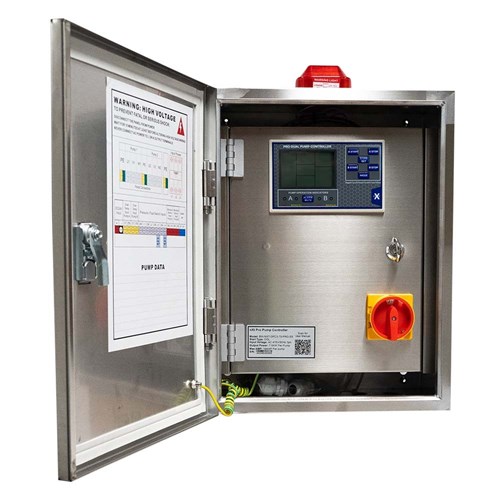 BIA-NXT-DPC3-75-PRO-SS - Dual Pump Control Panel 415V 5.5 - 7.5kW - Dual Door Inc Ext Isolator