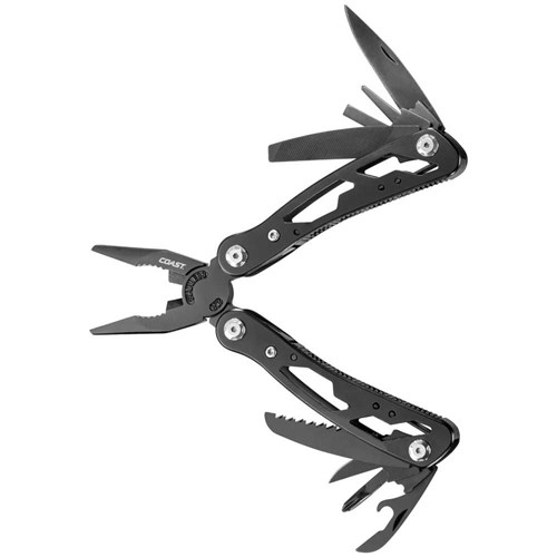 Coast CT225 Black Frame Stainless Steel Multi-Tool with 11-in-1 Implements & Spring Loaded Pliers