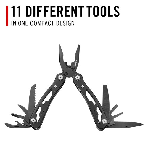 Coast CT225 Black Frame Stainless Steel Multi-Tool with 11-in-1 Implements & Spring Loaded Pliers